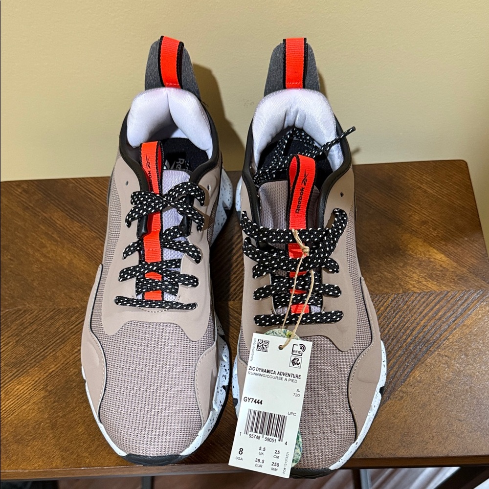 Reebok Tan and Black Sneakers with Red Accents